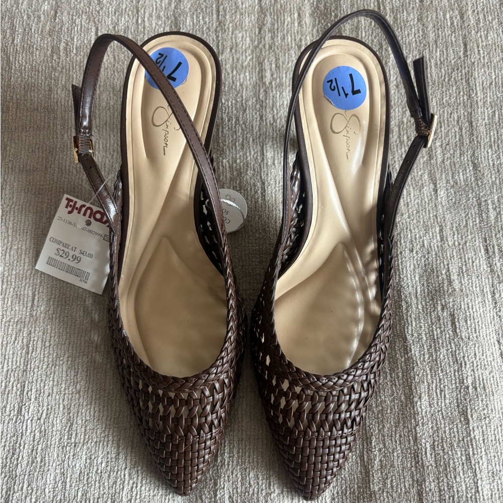 Jessica Simpson Dark Brown Woven Heels - 7.5 🍂 🤎